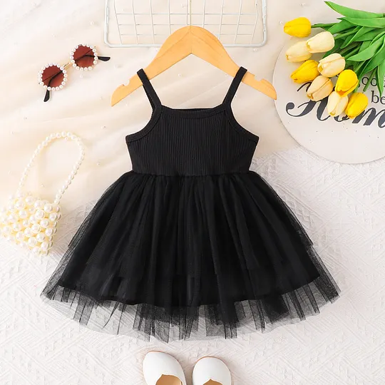 【3M-24M】Girls' Cute Solid Tulle Princess Dress