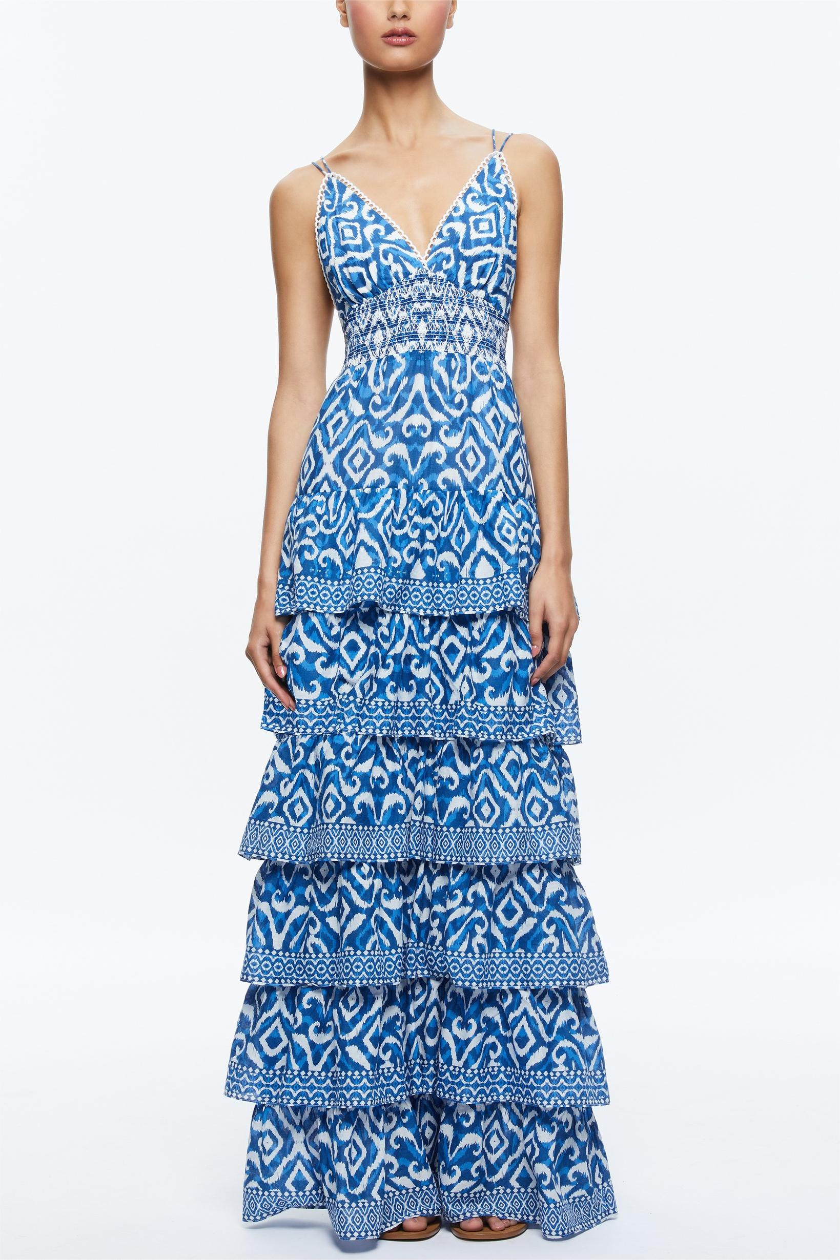Cap Sleeve Maxi Dress with Paisley Print and Smocked Waist
