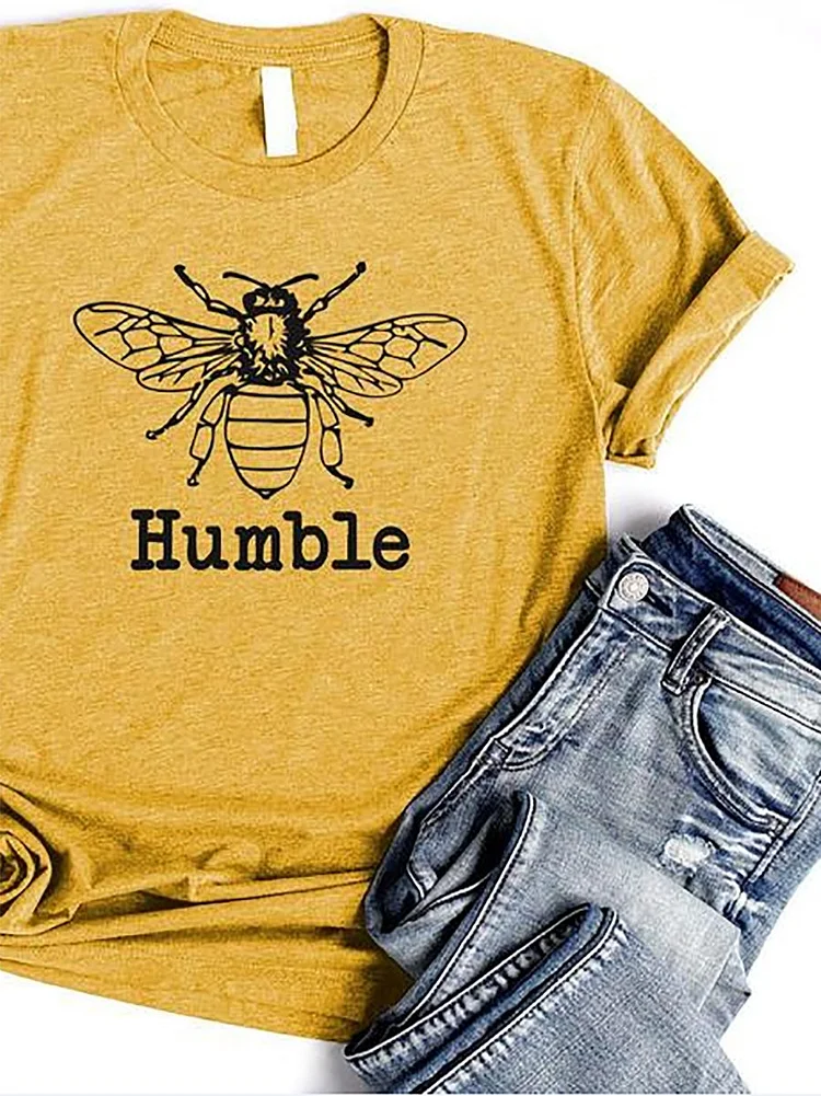 Bestdealfriday Yellow Crew Neck Cotton Short Sleeve Animal Shirts Tops 8770438