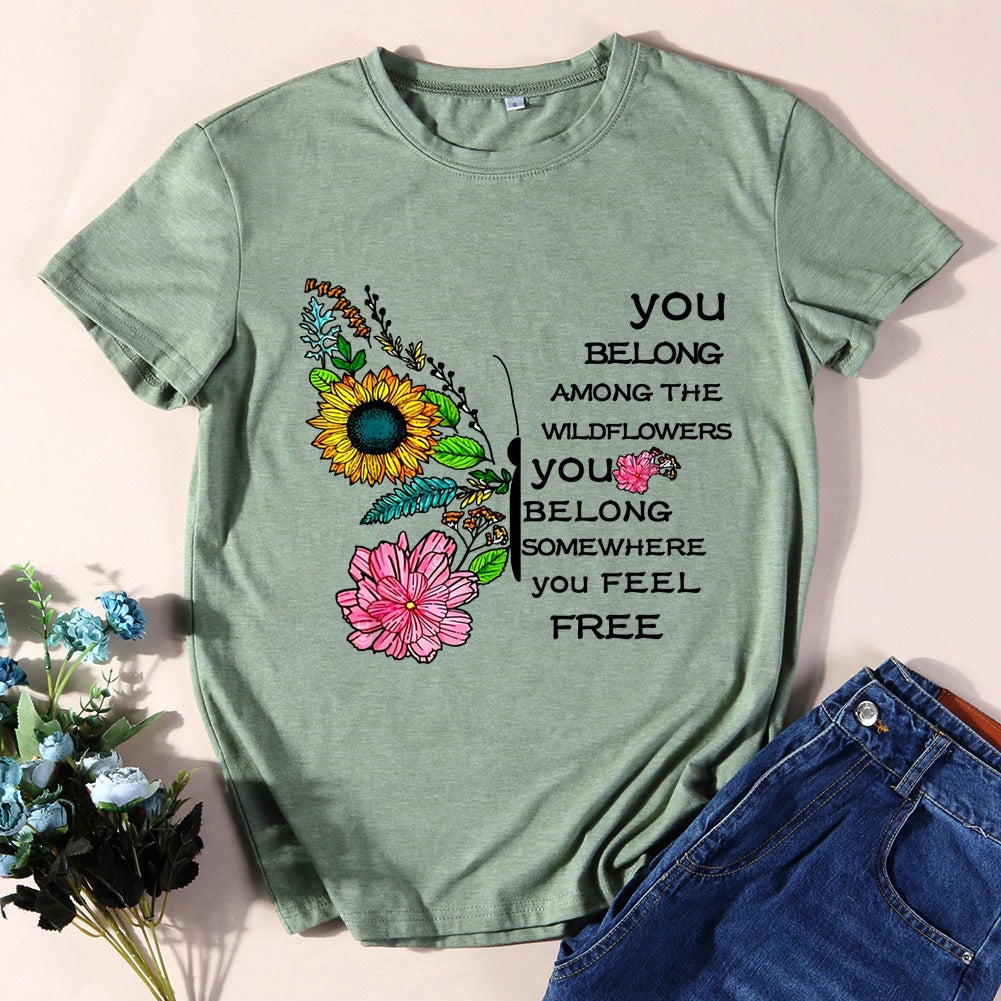 You Belong Among The Wildflowers Butterfly T-Shirt-011710-Guru-buzz