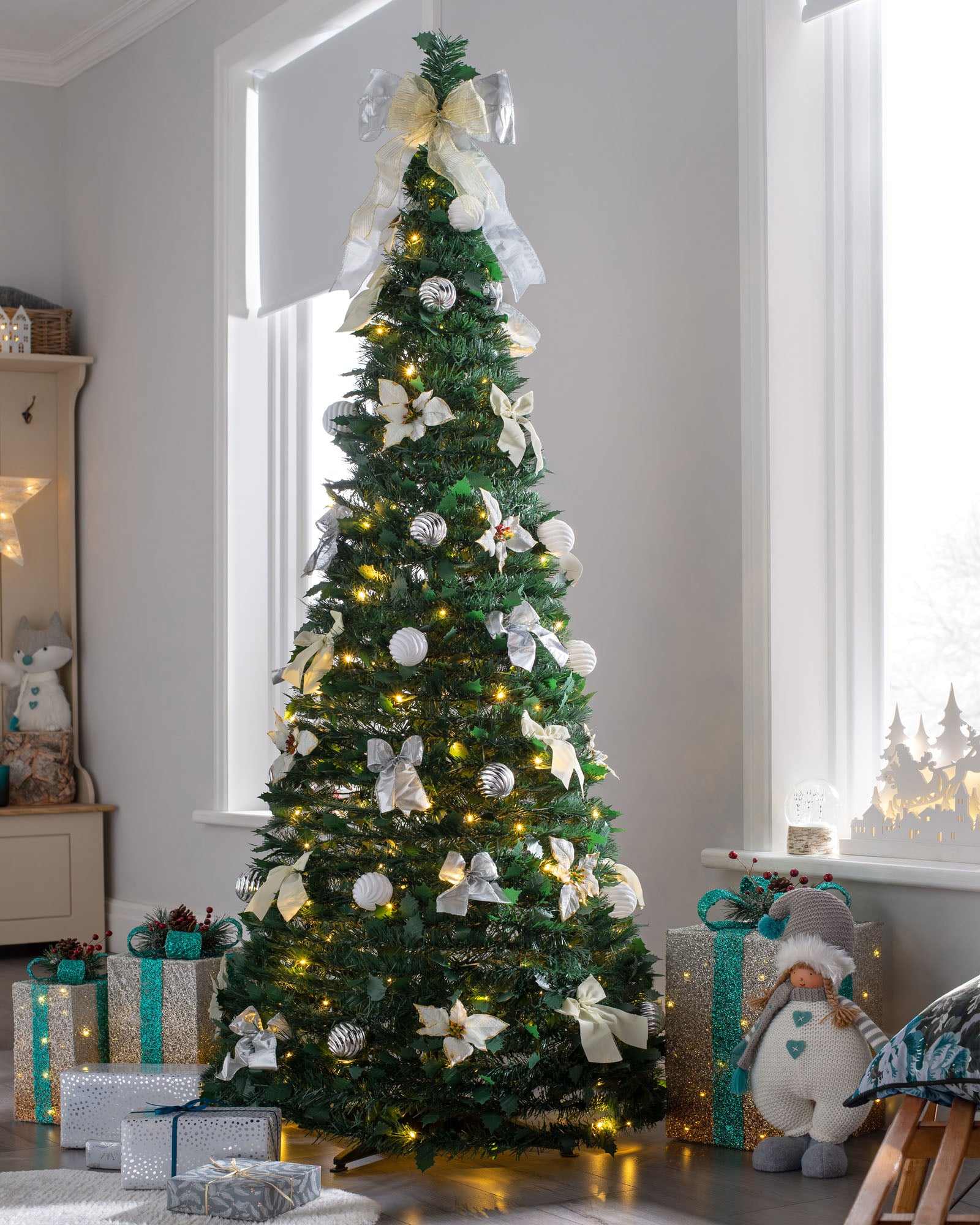 PreLit Pop Up Decorated Christmas Tree with 150 Warm White LED Lights