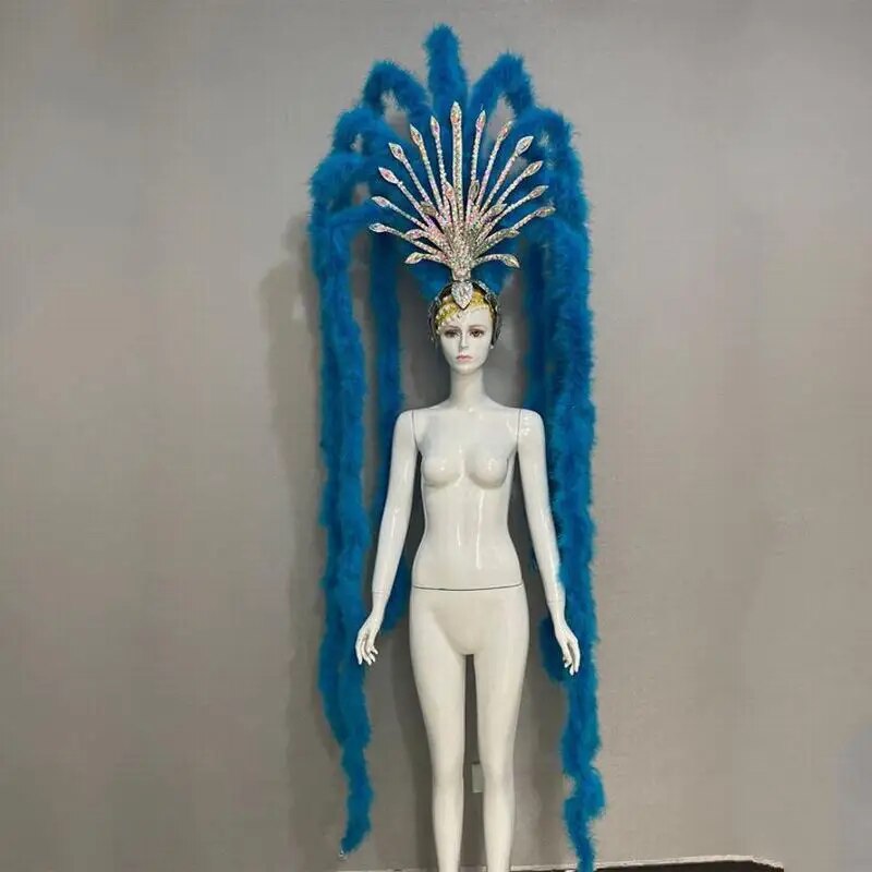 VCshoes Pink Blue Green Bar Party Character Costumes Dance Costume Feather Headpiece Wrist For Women Showgirl Headdress