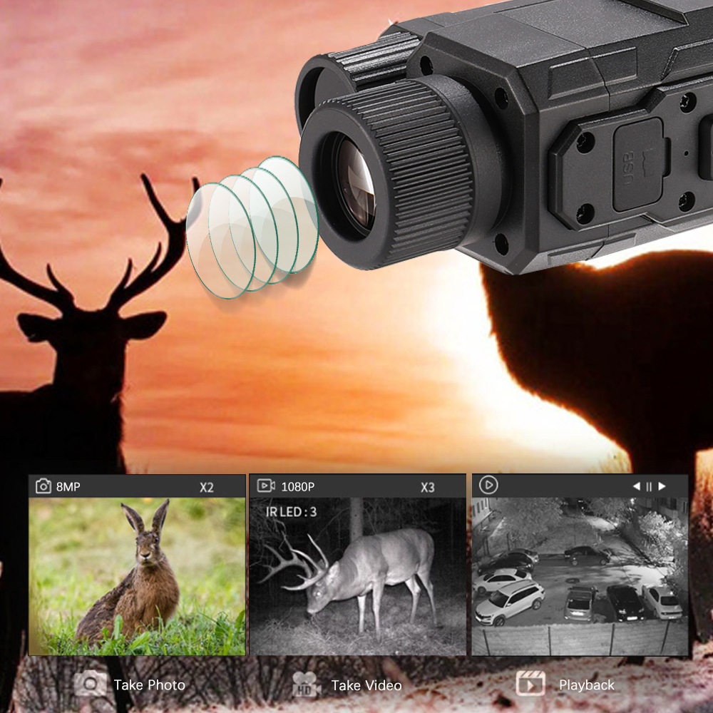 BekinTek Helmet Mounted Night Vision Monocular Head Mountable NVG Goggles Rechargeable Optics Telescope IR Full Dark Night View Camera 7x Infrared 8x Digital Zoom 1080 Video Record 8M Photo with 32G TF Card 5