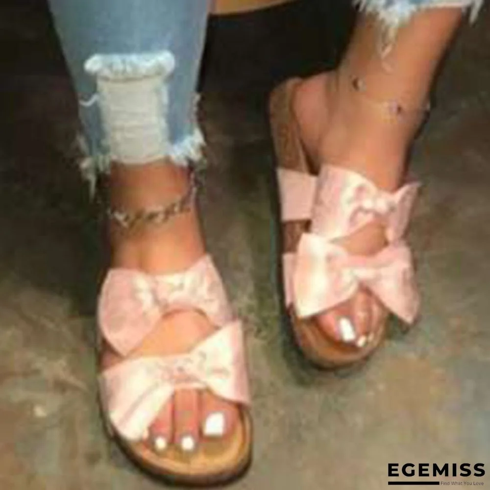 Pink Casual With Bow Round Comfortable Shoes | EGEMISS