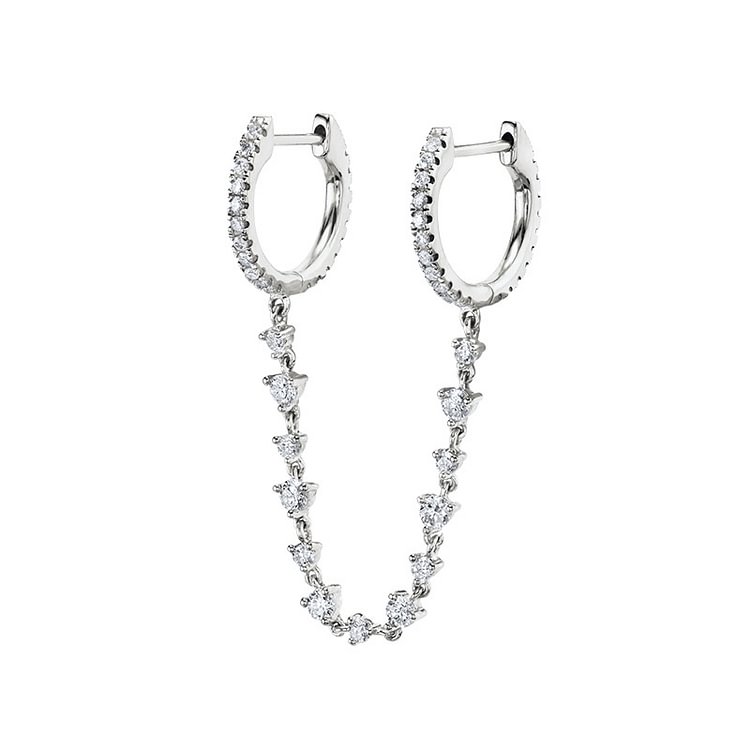 S925 Silver Needle Conjoined Diamond Earrings