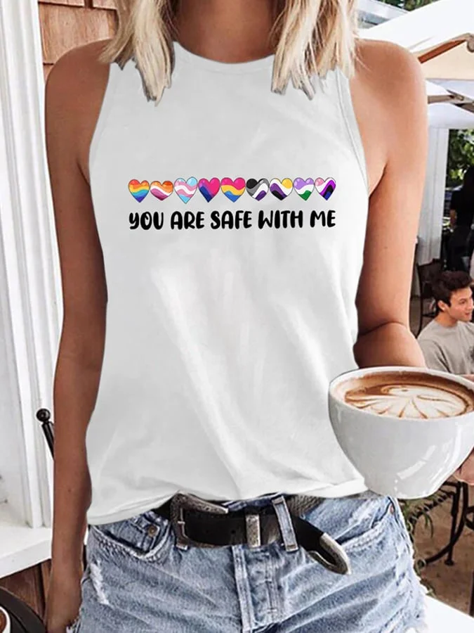 Women's You Are Safe With Me Printed Tank Top socialshop