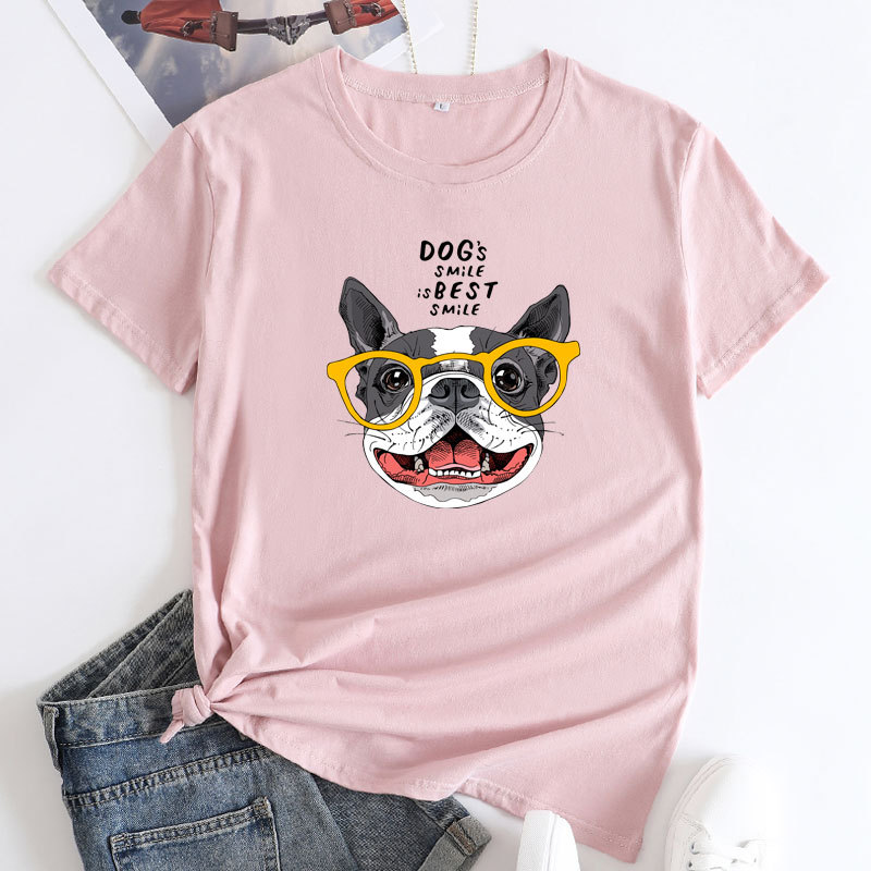 Dog's Smile Is Best Smile Women's Cotton T-Shirt | ARKGET