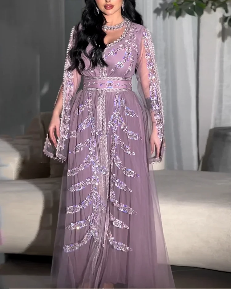 Women's Mesh Embroidered Kaftan Dress