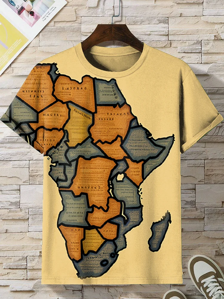 Men's Retro African Map Art Print T-Shirt