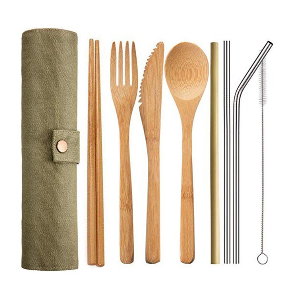 Portable Travel Tableware Set Bamboo Knife Fork Spoon Straw Chopsticks, Package 5, 501 Original
Portable Travel Tableware Set Bamboo Knife Fork Spoon Straw Chopsticks, Package 5, 501 Original