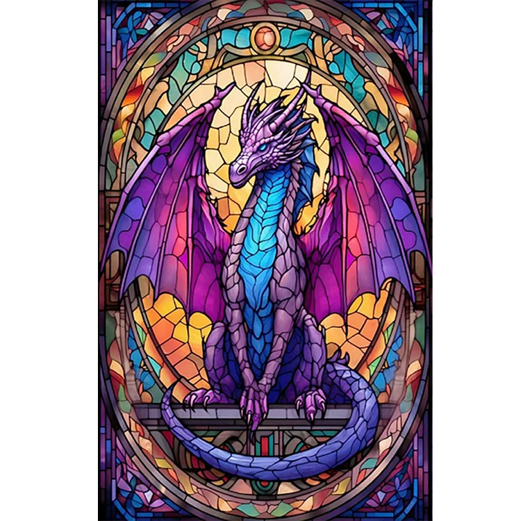Stained Glass Flying Dragon - Full Round - Diamond Painting(40*60cm)