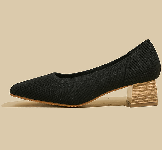 Comfortable Classy Knit Cap Toe Flats-Black Radinnoo.com