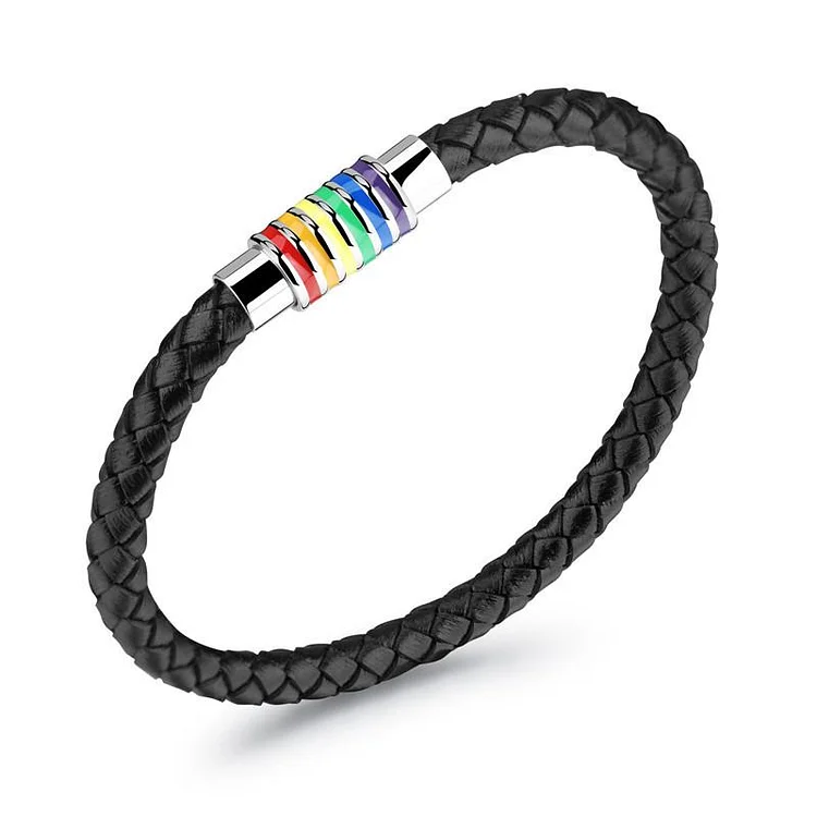 Rainbow Leather Bracelet LGBT Pride Gifts