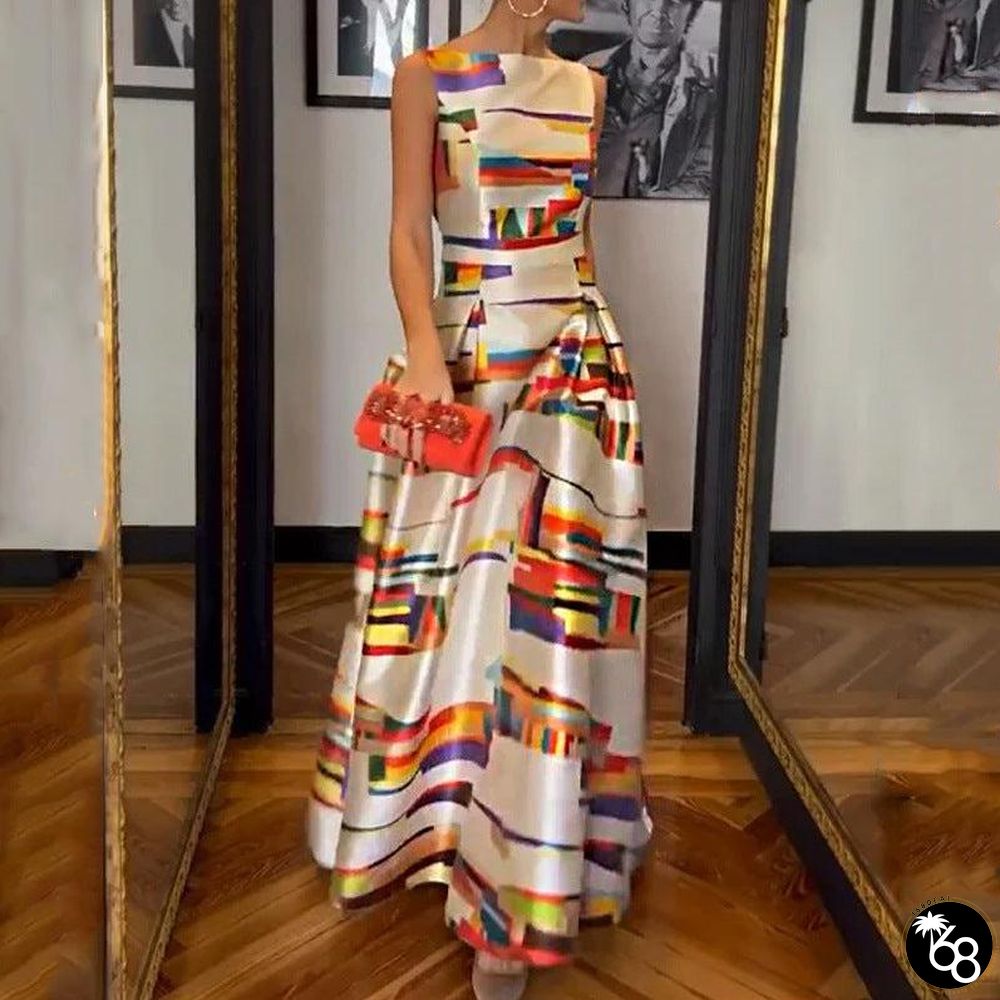 Stylish Sleeveless Print Maxi Dress | 168DEAL