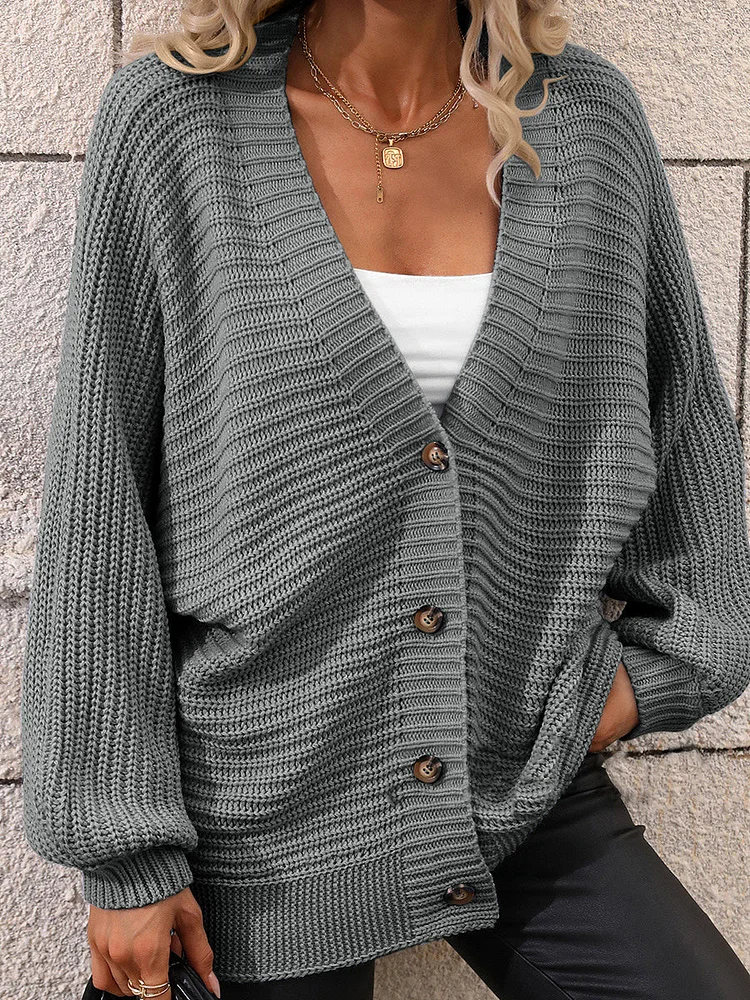 Casual Loose Solid Color Sweater Cardigan