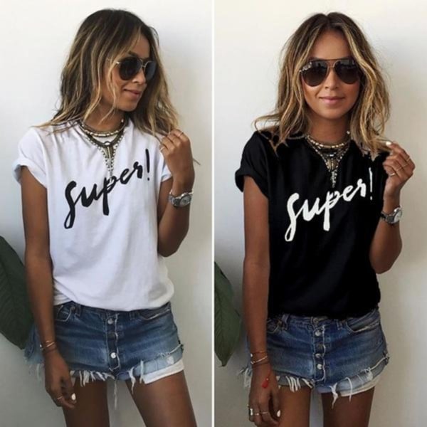 Women Casual O Neck Letter Print T Shirt Summer Plus Size Tops - BlackFridayBuys