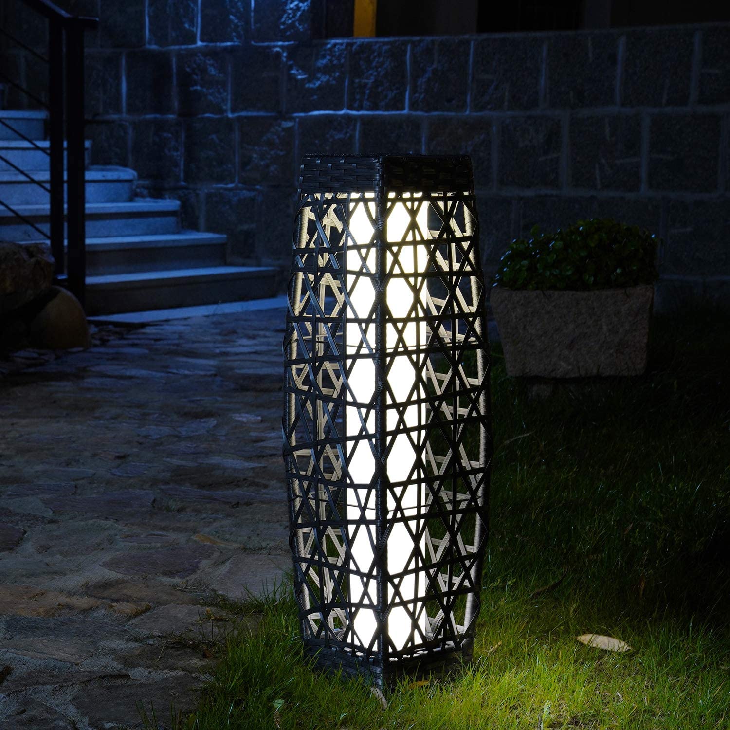 GRAND PATIO Cindy Solar Lamp, Solar-Powered Woven Resin