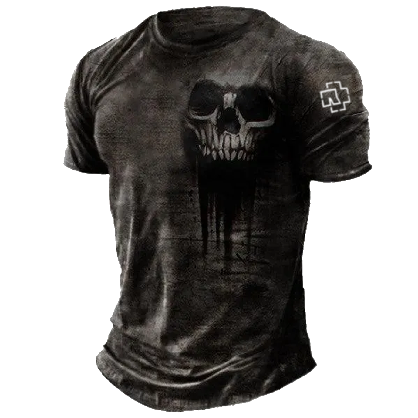 Men's Vintage Skull Rammstein Rock Band Print Daily Short Sleeve Crew Neck T-Shirt / TECHWEAR CLUB / Techwear