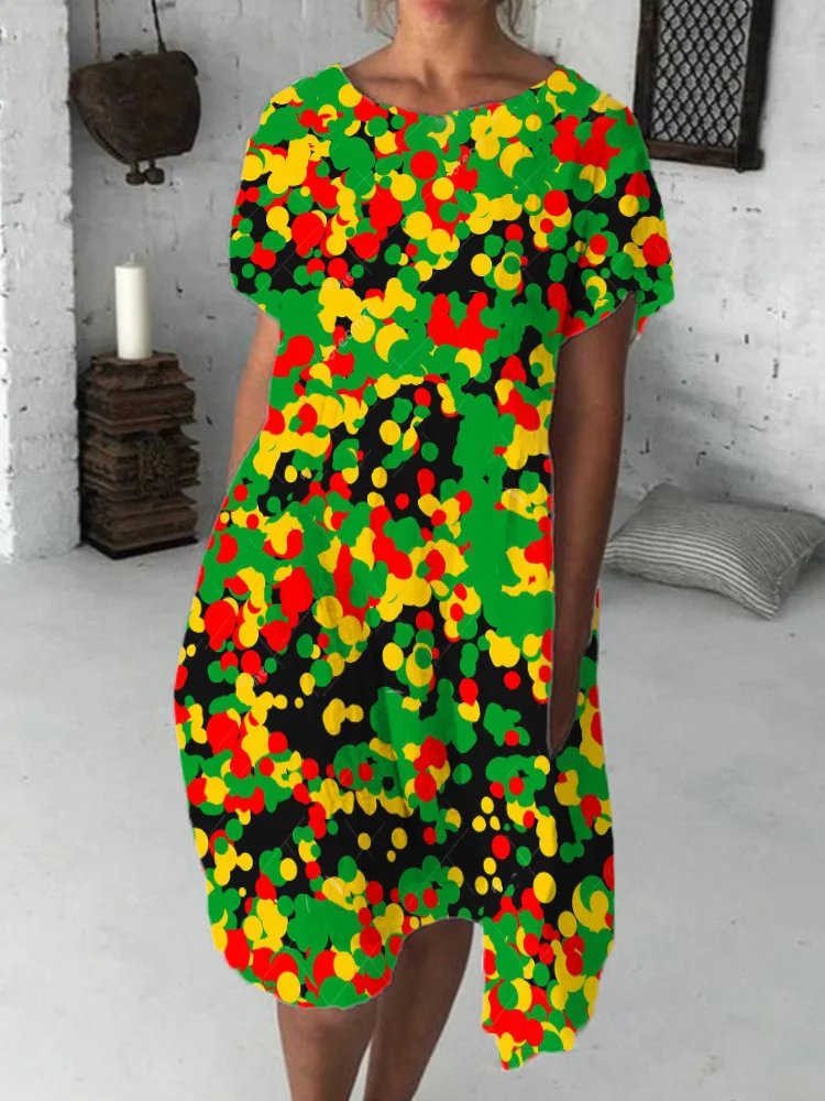Black Pride Camouflage Print Midi Dress