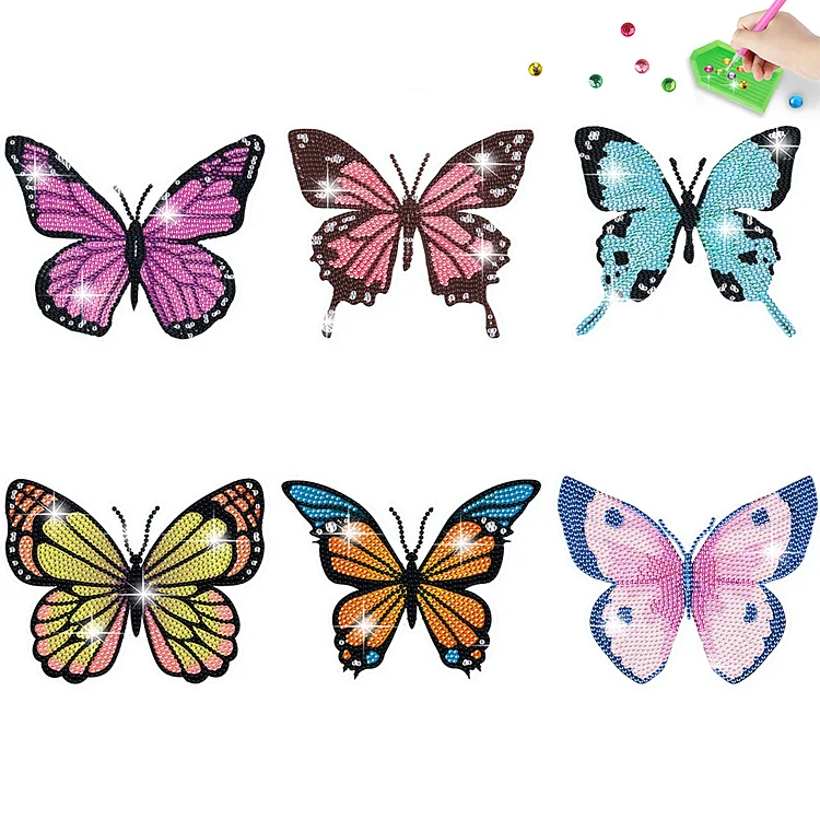 6Pcs Butterfly Diamond Painting Sticker Diamonds Mosaic Stickers (BT608) gbfke