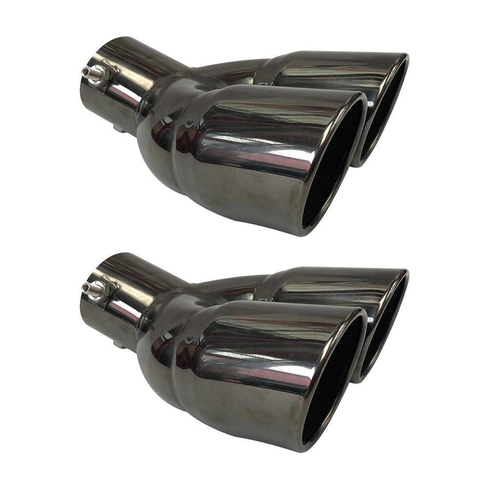 Bent Dual Exhaust Muffler Tip Bolt-on Rolled Edge Slant Cut Black Titanium, 76mm, 501 Original
Bent Dual Exhaust Muffler Tip Bolt-on Rolled Edge Slant Cut Black Titanium, 76mm, 501 Original