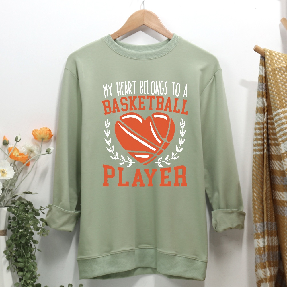 MY HEART BELONGS TO A BASKETBALL PLAYER Women Casual Sweatshirt-Guru-buzz