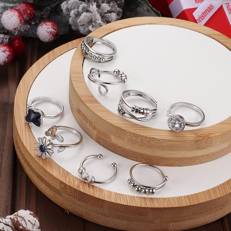 8Pcs Fidget Spinner Anxiety Adjustable Open Rings Set