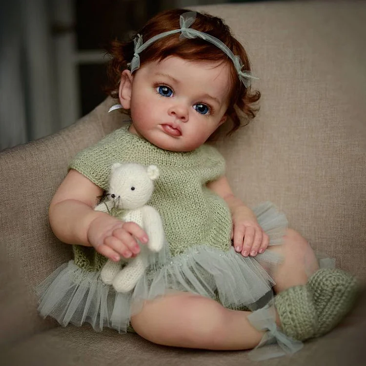 【🆓 Shipping】20" Lifelike Baby Dolls Truly Real Lifelike & Realistic Weighted Toddler Handmade Brown Hair Baby Sunnin