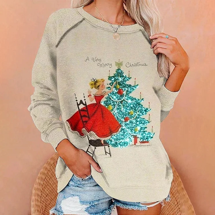 Casual Dog High Five Printed Round Neck Sweatshirt