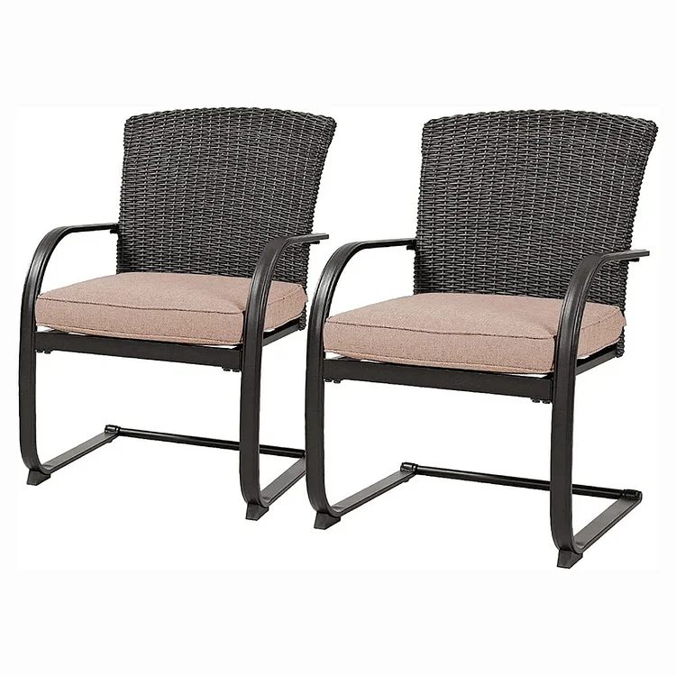 GRAND PATIO Dining Wicker Chair Set,Outdoor Dining Set,Steel Frame Rocking Chair with Cushion