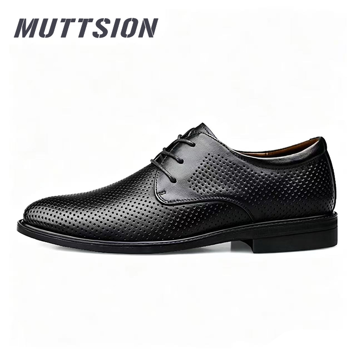 MUTTSION Casual Breathable Openwork Genuine Leather British-Style