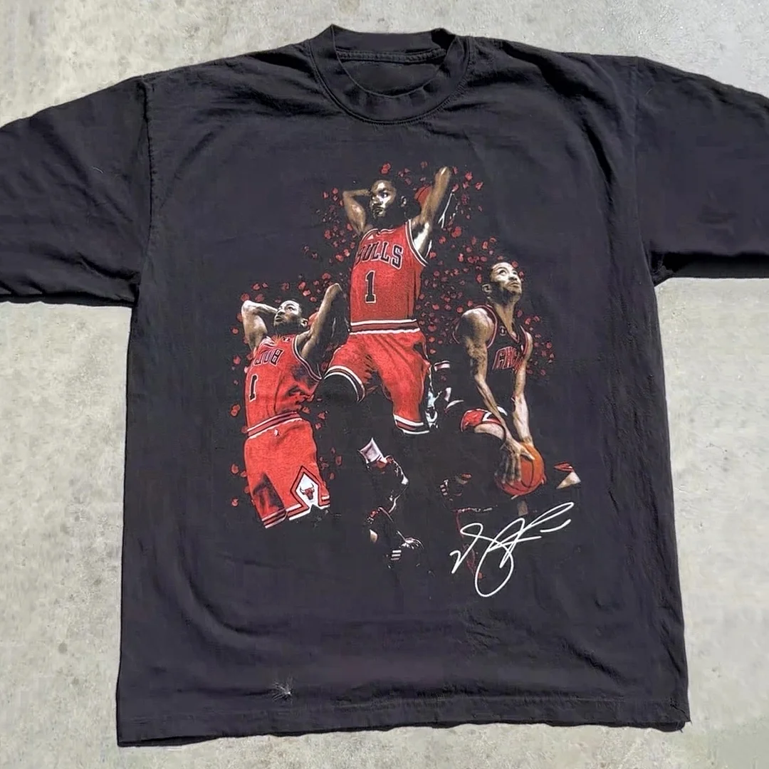 Basketball Bulls 1 Print Short Sleeve T-Shirt