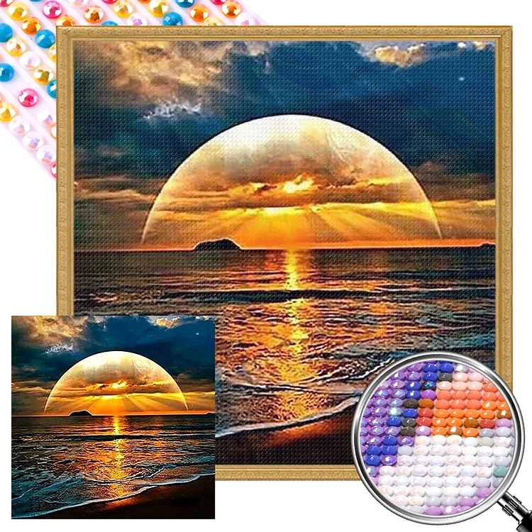 Sunrise At Sea 40*40CM (Canvas) AB Round Drill Diamond Painting gbfke