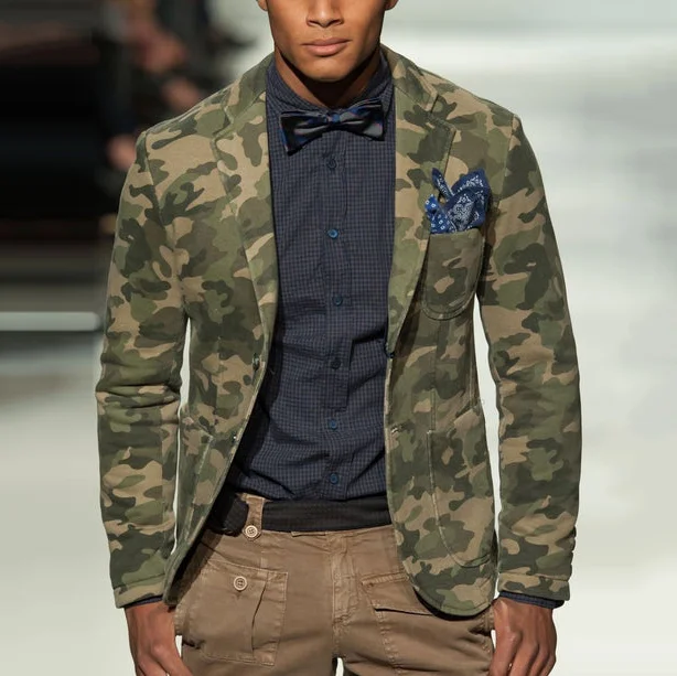 Men's Daily Camouflage Lapel Collar Long Sleeve Blazer