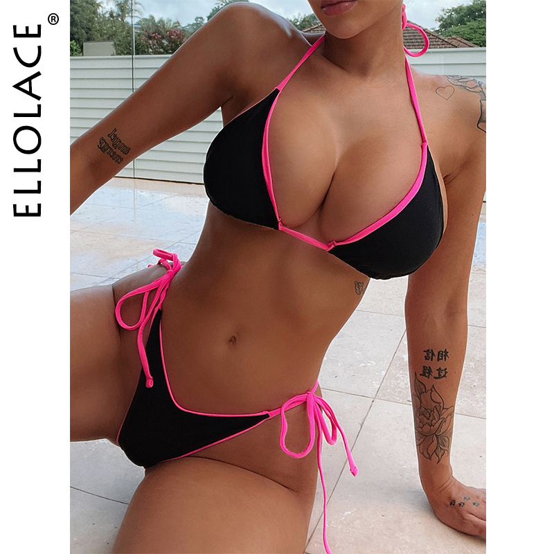 Billionm Halter Swimsuit Woman Micro Bikini Patchwork Swimwear Sexy