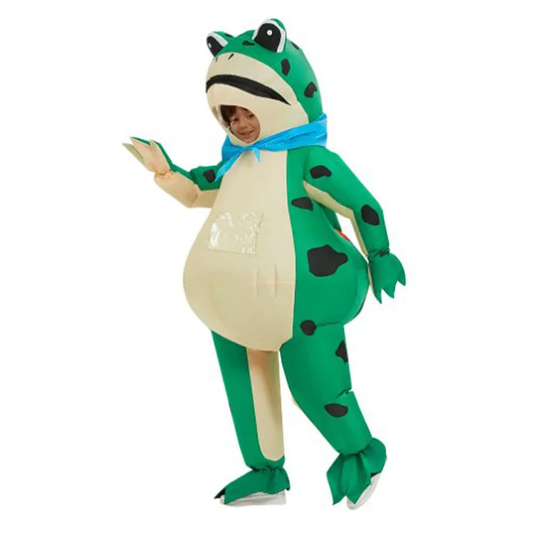 Kids Children Green Animal Frog Jumpsuit Inflatable Costume Funny Party Cosplay Costume Halloween Carnival Suit