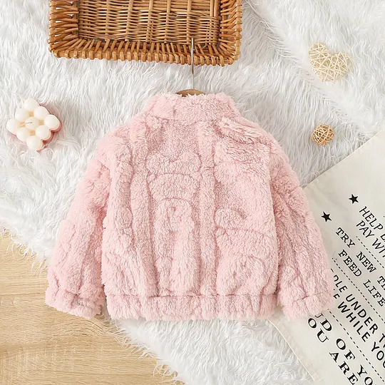 【6M-3Y】Girls Cute Cartoon Zip-Up Fuzzy Jacket