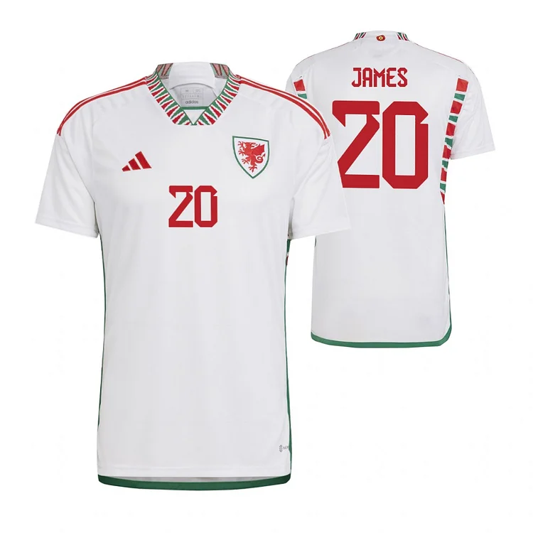 Wales Daniel James 20 Away Shirt Kit World Cup 2022