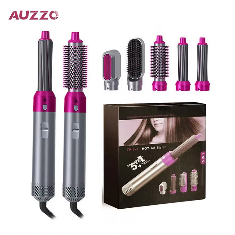 5 In 1 One Step Blow Brush Hot Air Comb Manufacturer Styling Hair Dryer Curler With Interchangeable Brush Rotate Head Comb