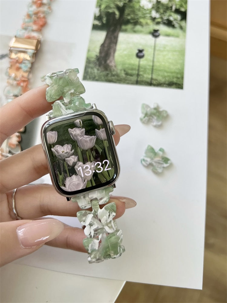 Dream Butterfly Resin Strap For Apple Watch Band 41MM 45MM 44mm 40mm