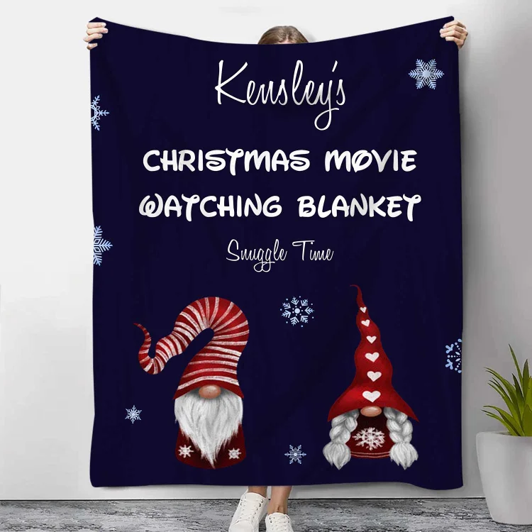 Personalized Christmas Movie Blanket Custom 1 Name Blanket Christmas Gift for Family Friends - Christmas Movie Watching Blanket