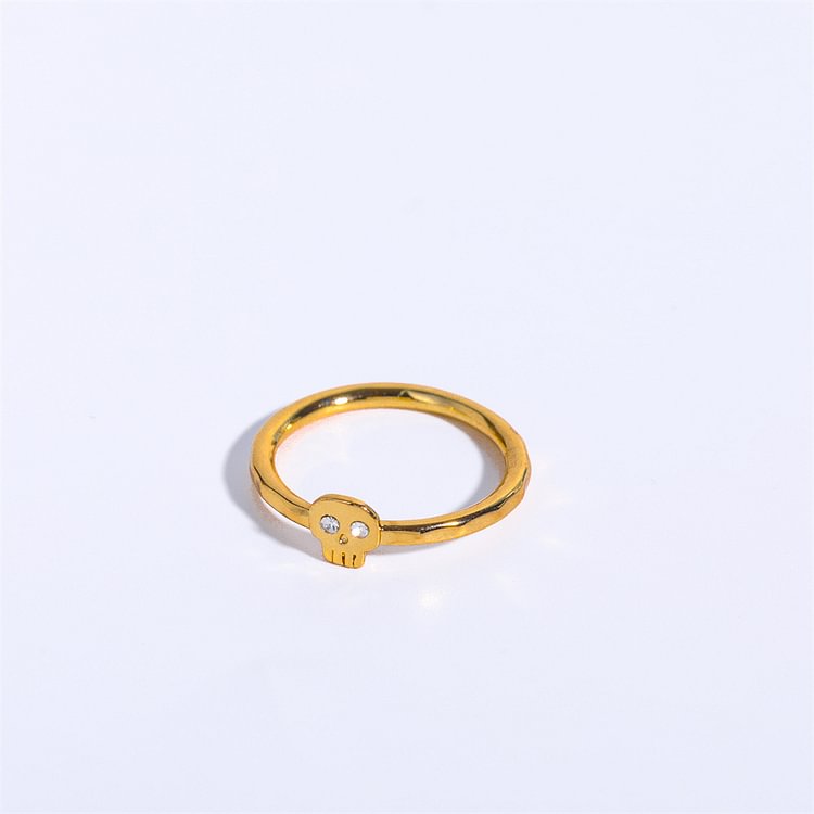 Punk Skull Zirconia Brass Ring