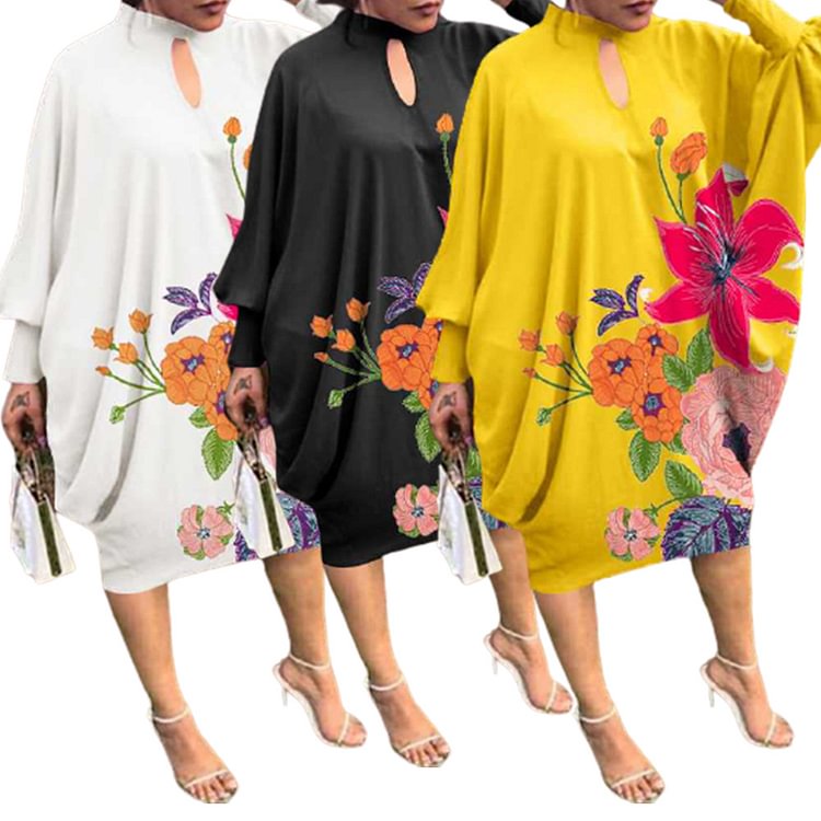 VONDA Women 3/4 Sleeve Floral Print Holiday Long Dresses Fashion Irregular Hem Party Dress Vestidos Plus Size - BlackFridayBuys