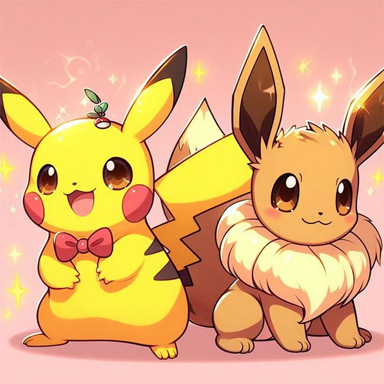 【Huacan Brand】Anime Pokémon Pikachu And Eevee 11CT Stamped Cross Stitch 50*50CM