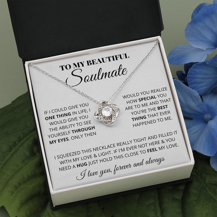 To My Beautiful Soulmate Love Knot Necklace Gift Set Valentine's Day Gift