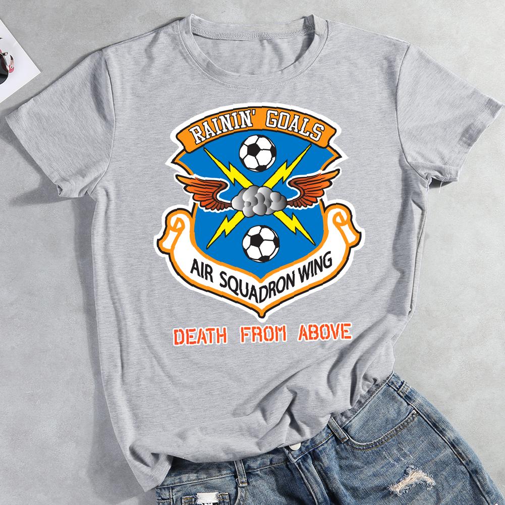 Soccer-Rainin Goals Air Squadron Wing Death From Above Round Neck T-shirt-0019426-Guru-buzz