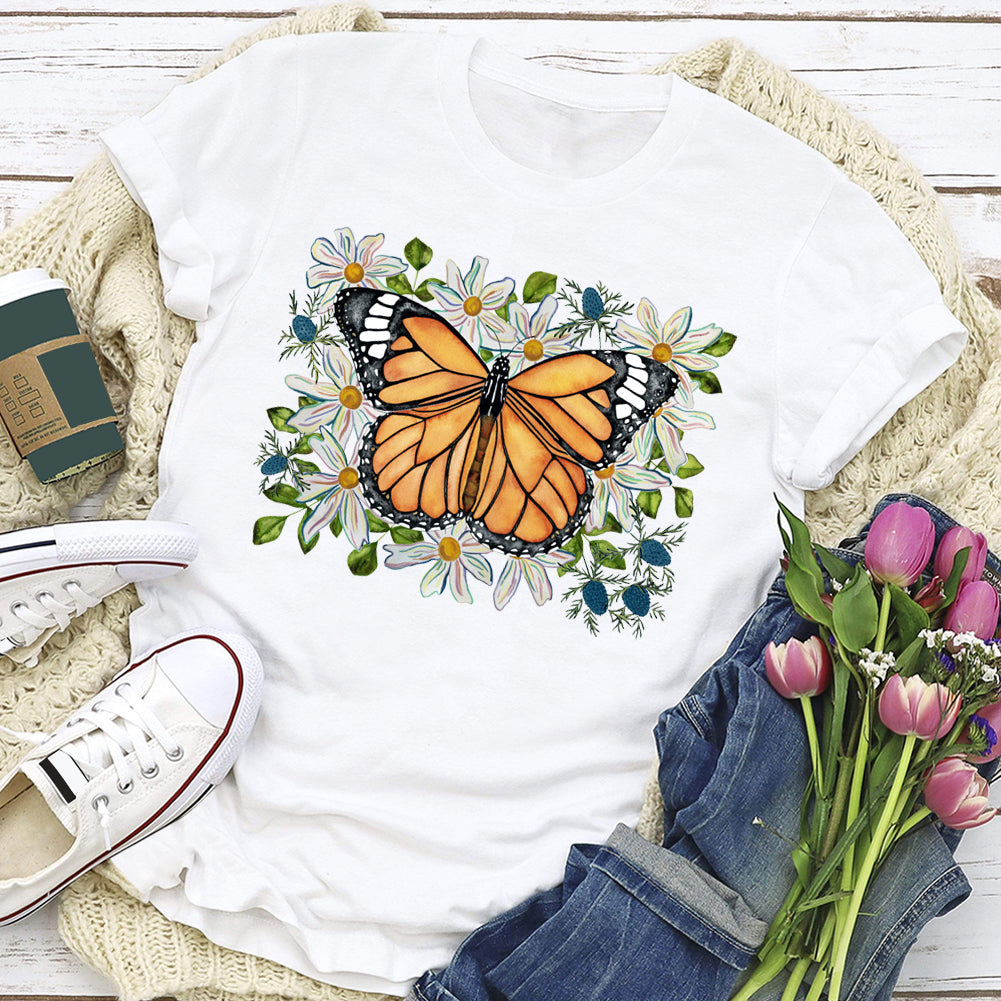 Butterfly Flowers insectT-shirt Tee -03724-Guru-buzz