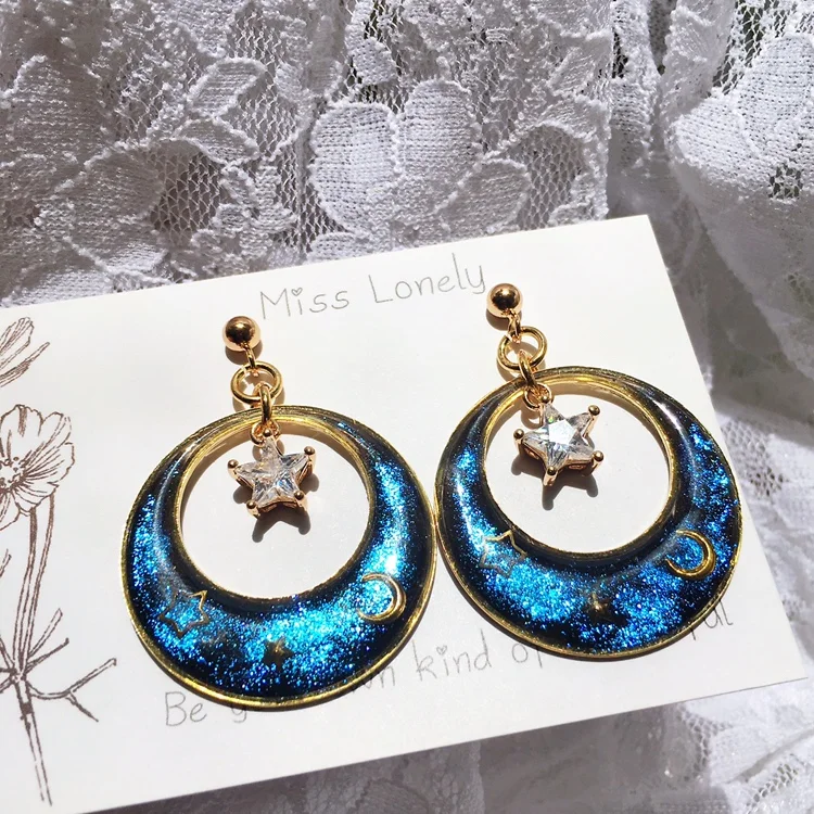 Moon and Star Boho Earrings 2 Pcs