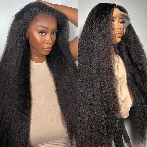 Kinky Straight 13x6 Lace Frontal Wig Transparent Lace Wig 100% Human Hair Wigs