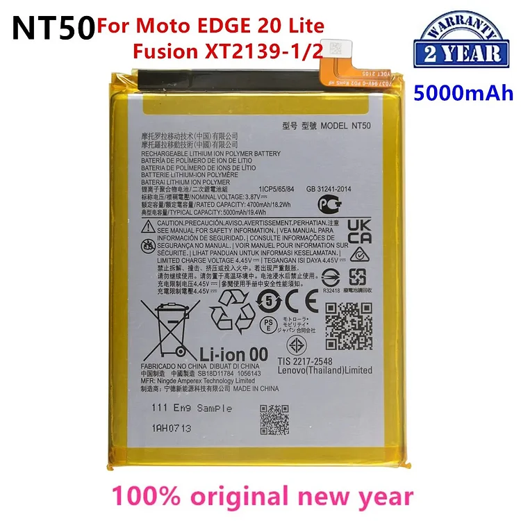 100% Original  NT50 5000mAh Battery  For Motorola  Moto EDGE 20 Lite/Fusion XT2139-1/2   Phone Batteries